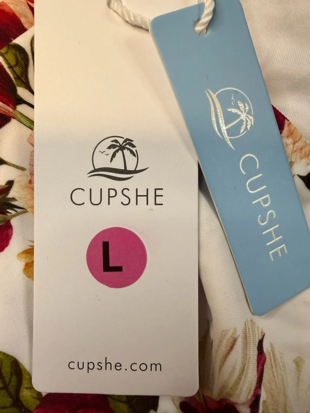 Cupshe One Piece Swimsuit L Floral Halter Cutout Tie Waist NWT